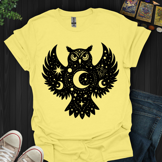 Celestial Owl Black T-Shirt