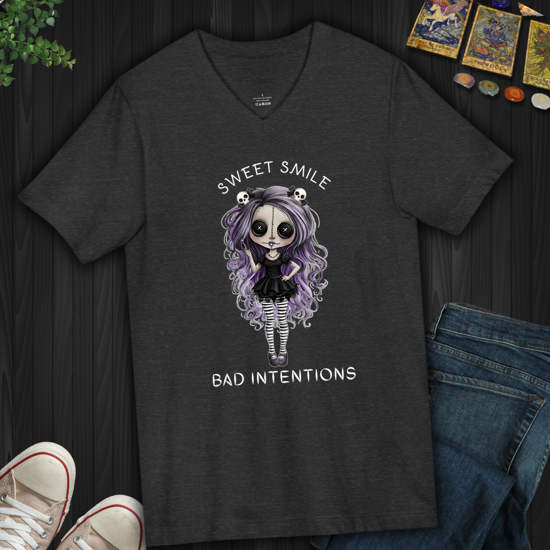 Sweet Smile, Bad Intentions V-Neck Tee