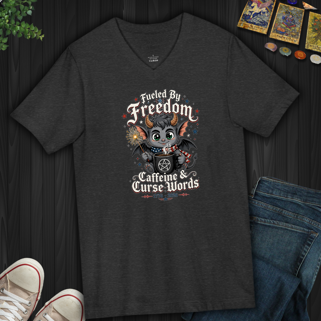 Fueled By Freedom, Caffeine, And Curse Words- V-Neck