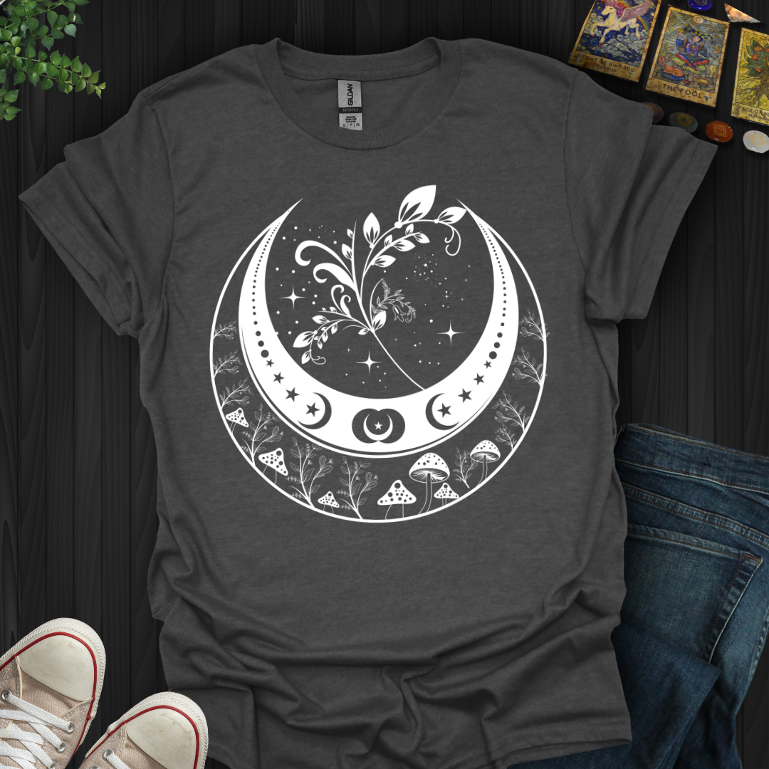 Celestial Moon and Mushroom T-Shirt