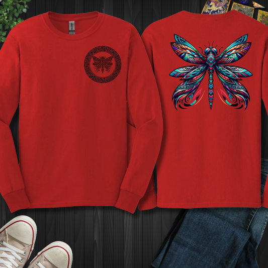Tribal Dragonfly Front and Back Long Sleeve Tee