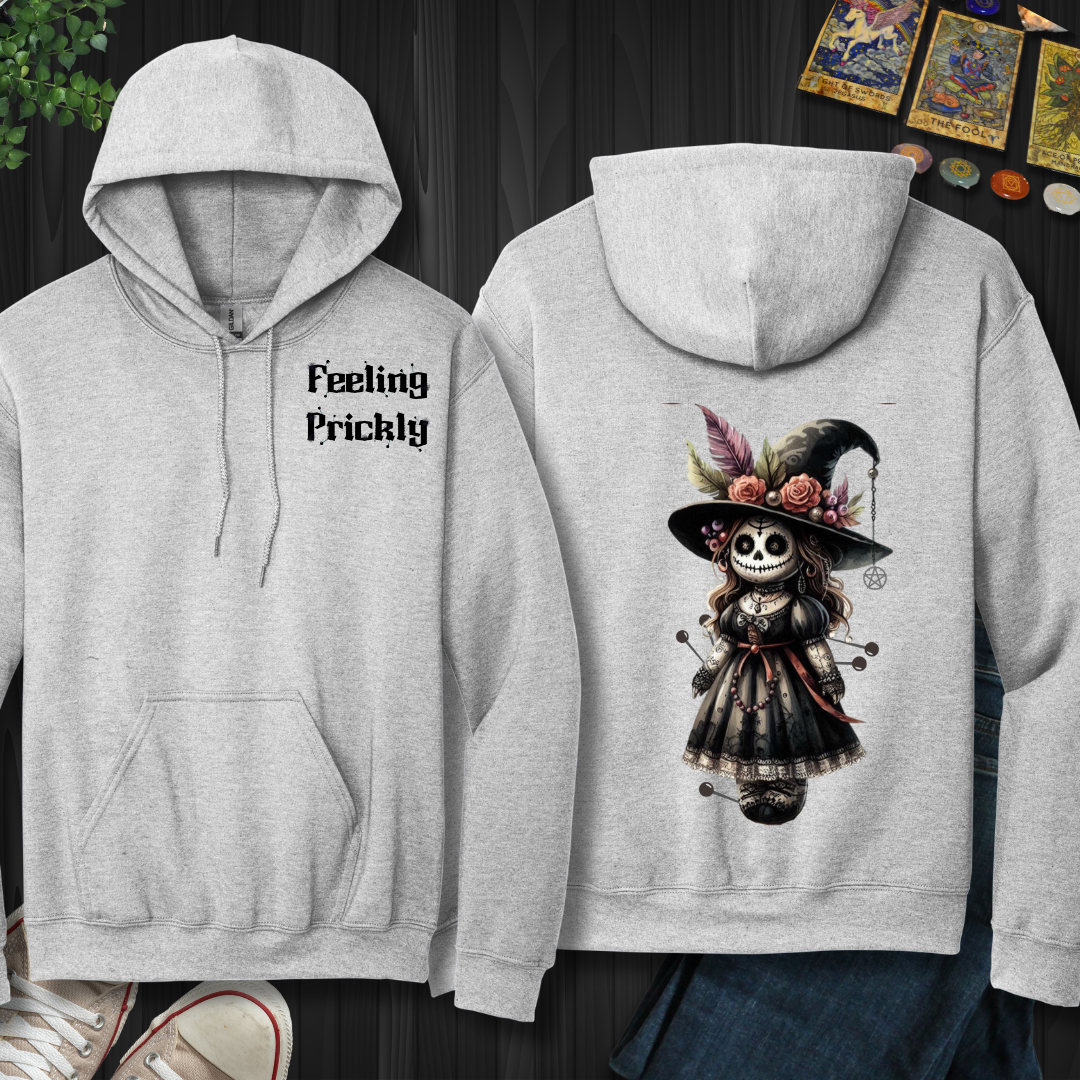 Prickly  Witch Voodoo Doll Front and Back Hooded Sweatshirt