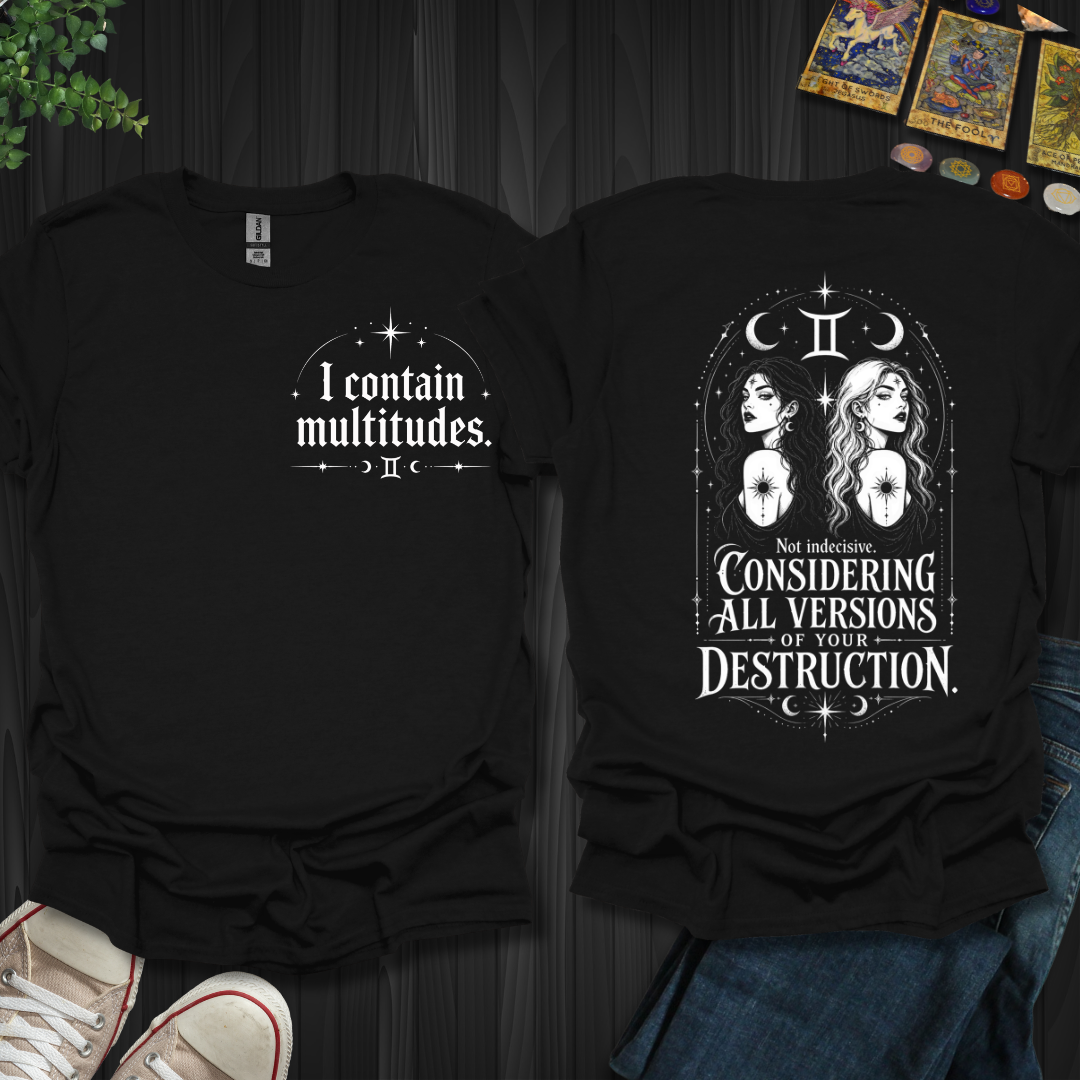 Gemini I Contain Multitudes Front and Back T-Shirt