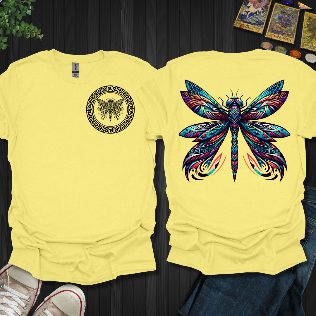Tribal Dragonfly Front and Back T-Shirt