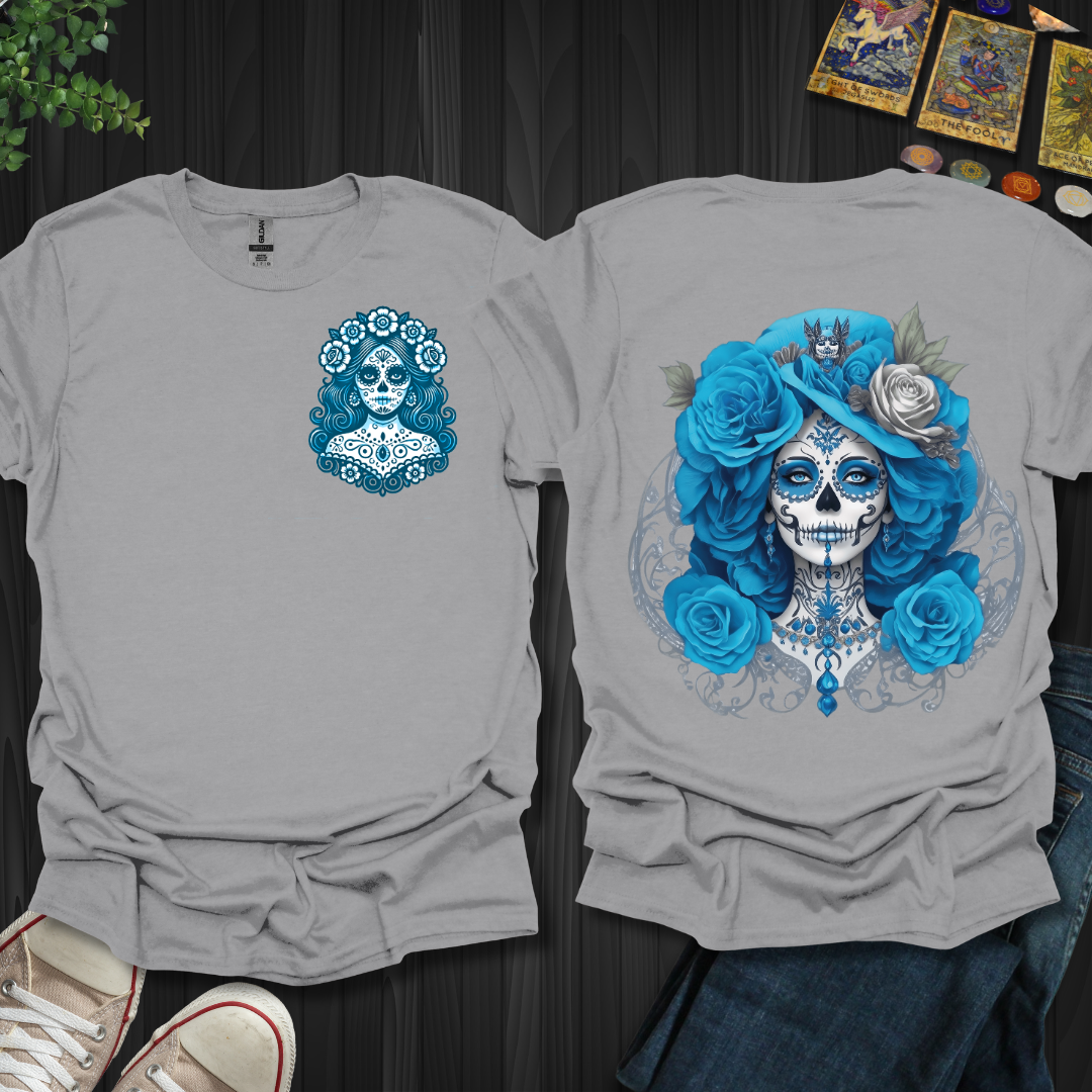 Blue Catrina Front and Back T-Shirt