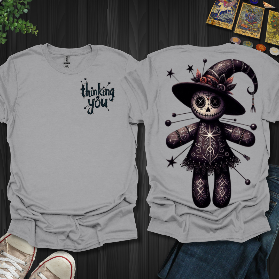 Thinking of You Voodoo Witch Front and Back T-Shirt