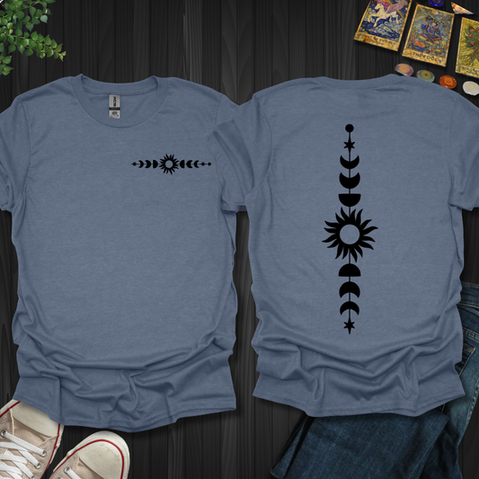 Boho Sun, Moon And Star front and back T-Shirt