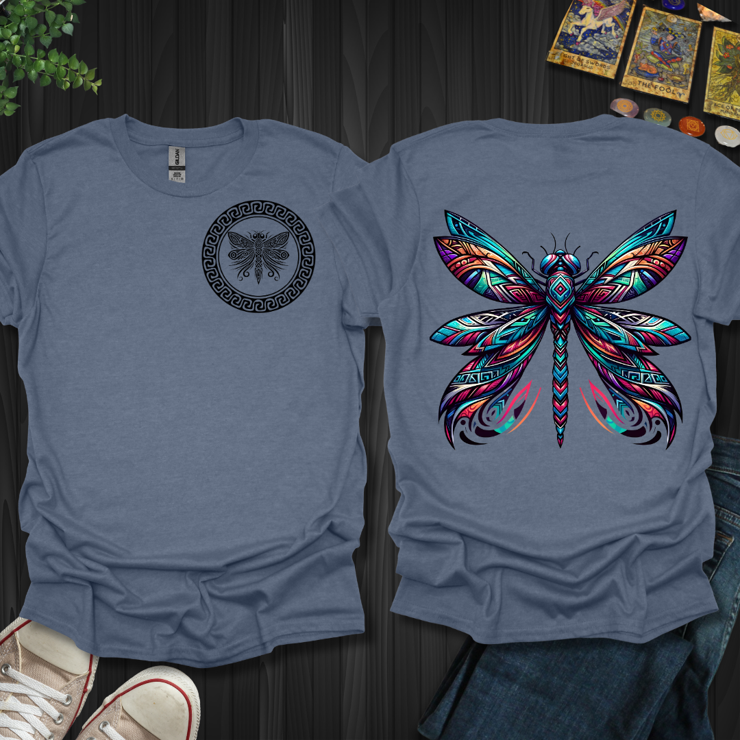 Tribal Dragonfly Front and Back T-Shirt