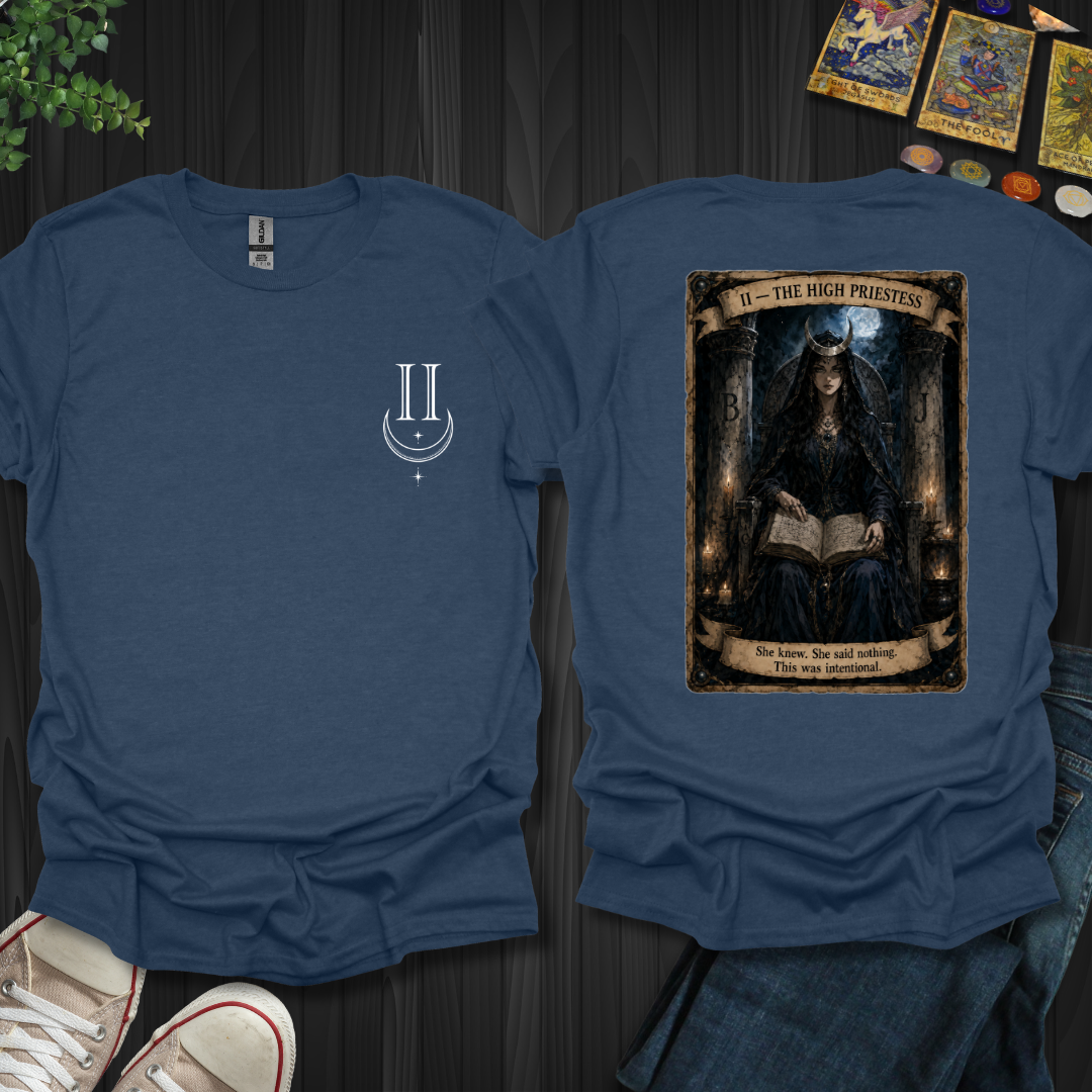 The High Priestess Dark Tarot Series Front and Back T-Shirt