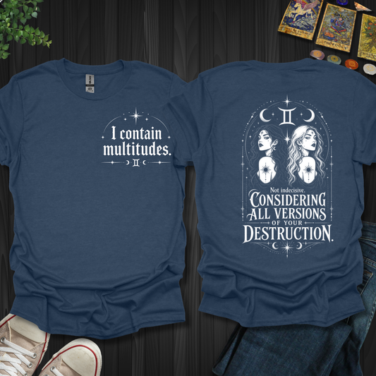 Gemini I Contain Multitudes Front and Back T-Shirt