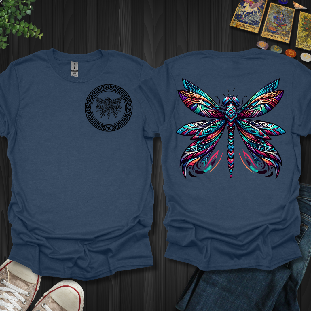 Tribal Dragonfly Front and Back T-Shirt