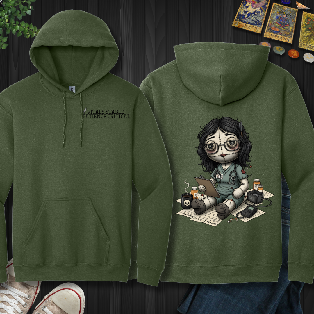 Vitals Stable Patience Critical  Hooded Sweatshirt