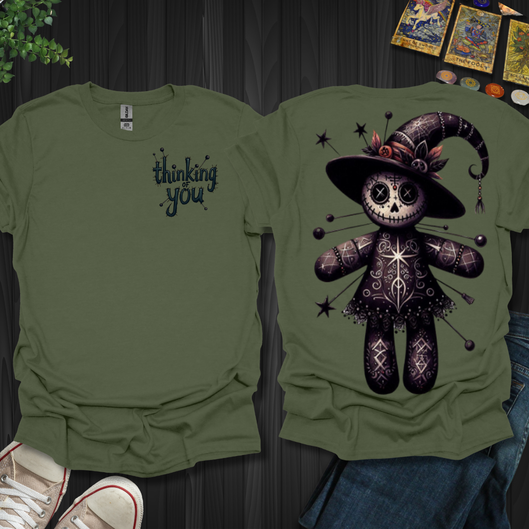 Thinking of You Voodoo Witch Front and Back T-Shirt