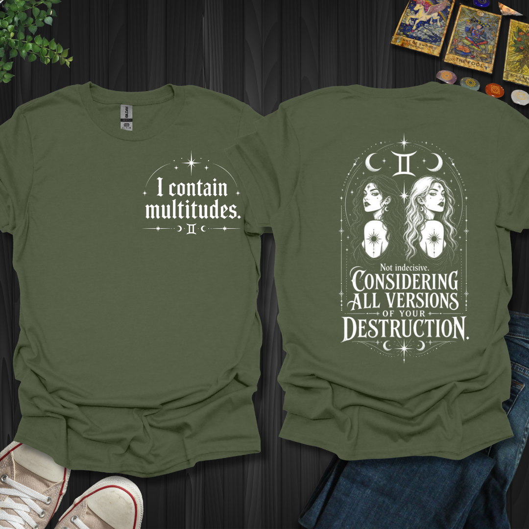 Gemini I Contain Multitudes Front and Back T-Shirt