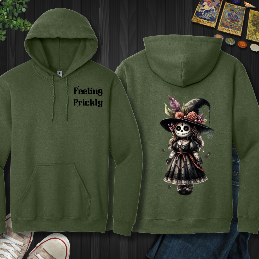 Prickly  Witch Voodoo Doll Front and Back Hooded Sweatshirt