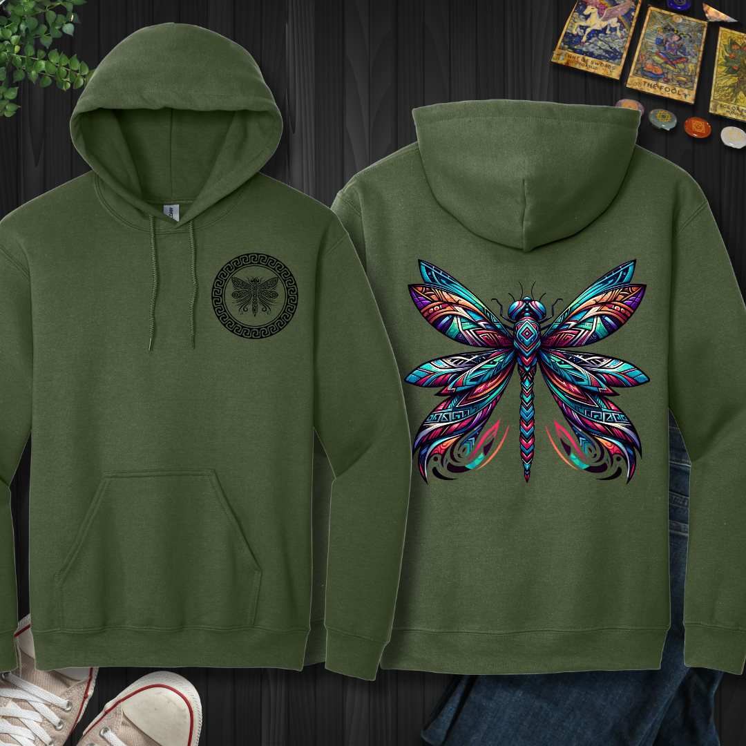 Tribal Dragonfly front and back Hooded Sweatshirt