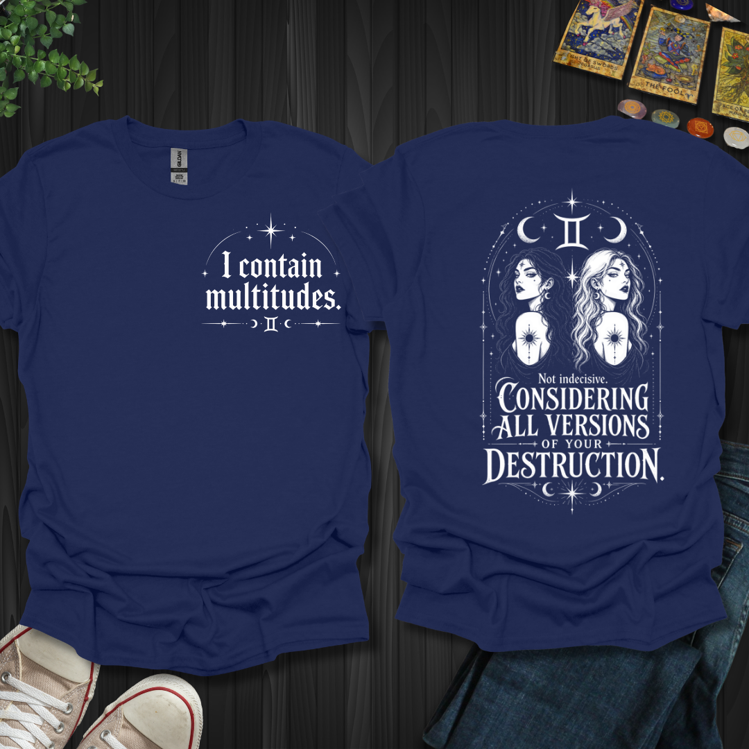 Gemini I Contain Multitudes Front and Back T-Shirt