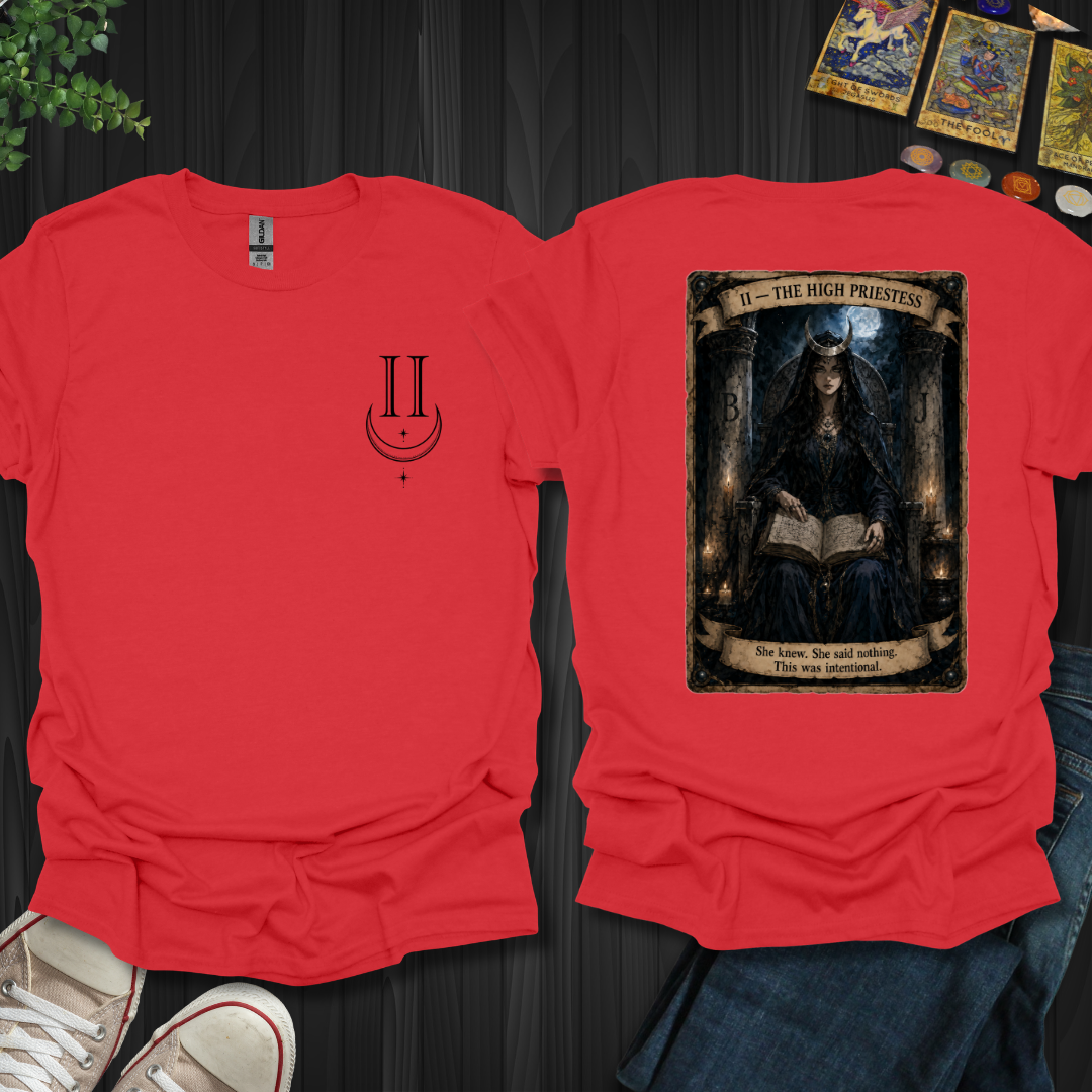 The High Priestess Dark Tarot Series Front and Back T-Shirt