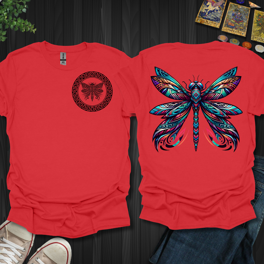 Tribal Dragonfly Front and Back T-Shirt