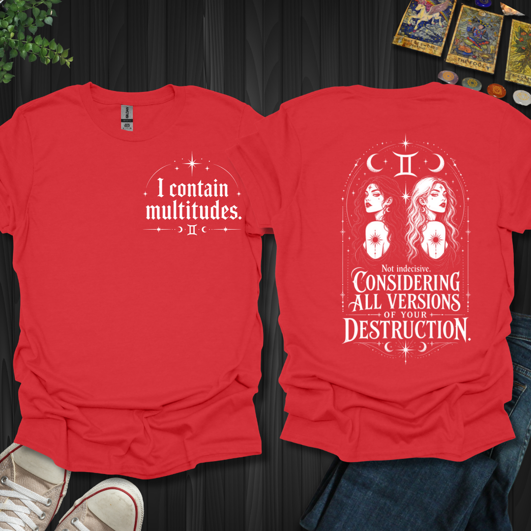 Gemini I Contain Multitudes Front and Back T-Shirt