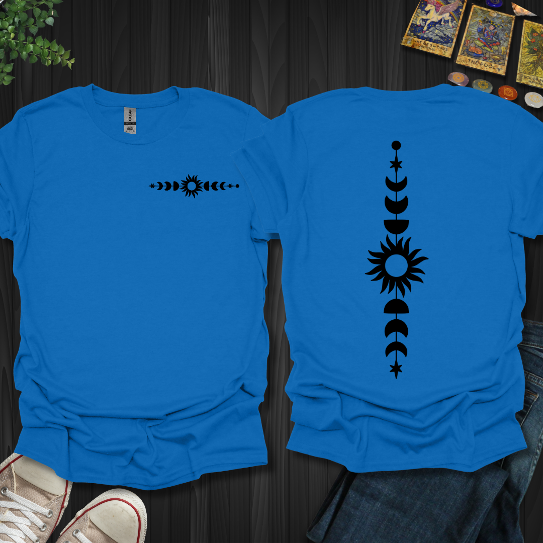 Boho Sun, Moon And Star front and back T-Shirt