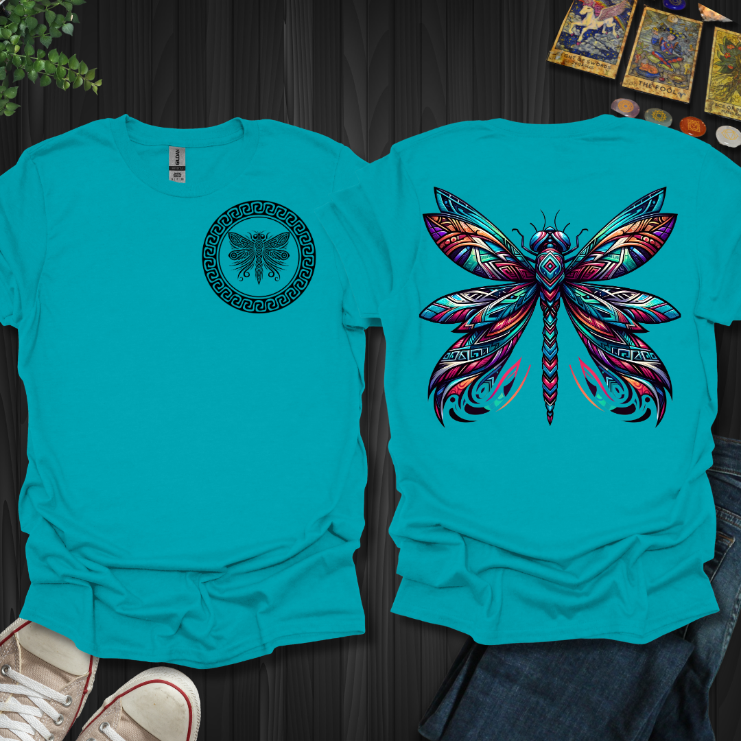 Tribal Dragonfly Front and Back T-Shirt