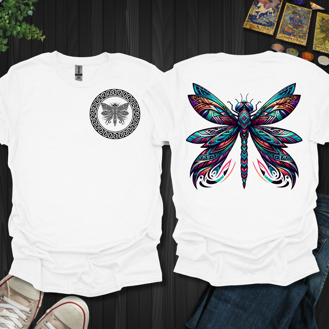 Tribal Dragonfly Front and Back T-Shirt