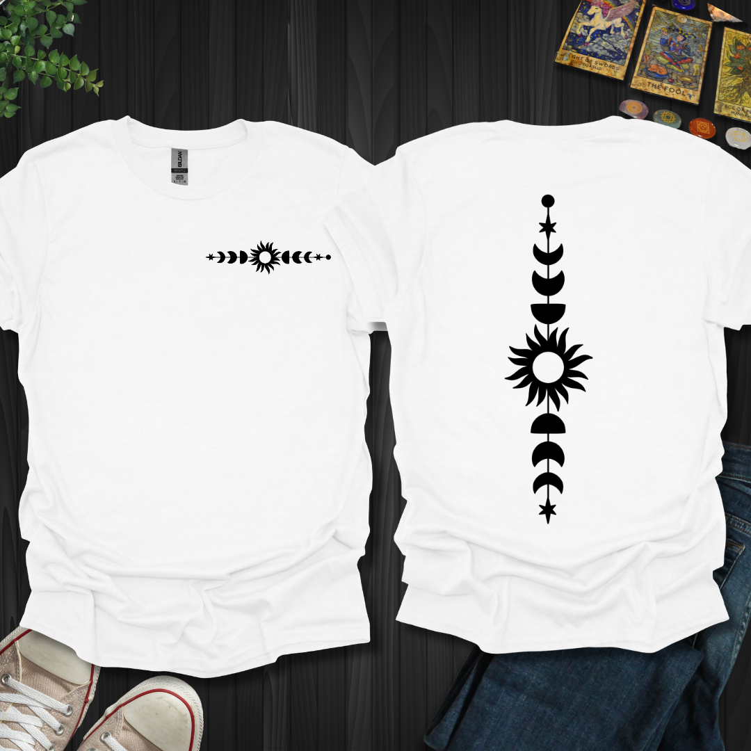 Boho Sun, Moon And Star front and back T-Shirt
