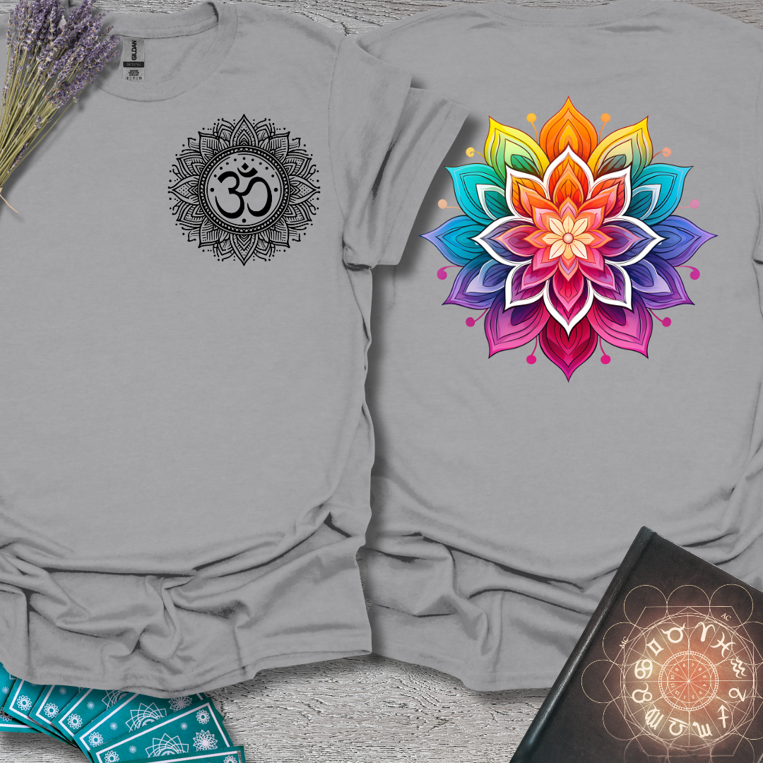 Rainbow Mandala Lotus Front and Back T-Shirt