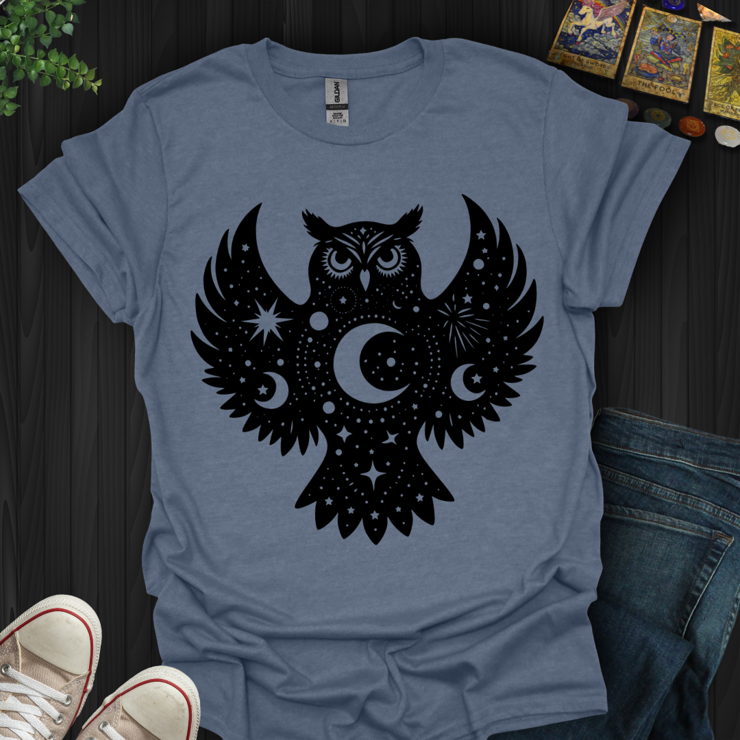 Celestial Owl Black T-Shirt