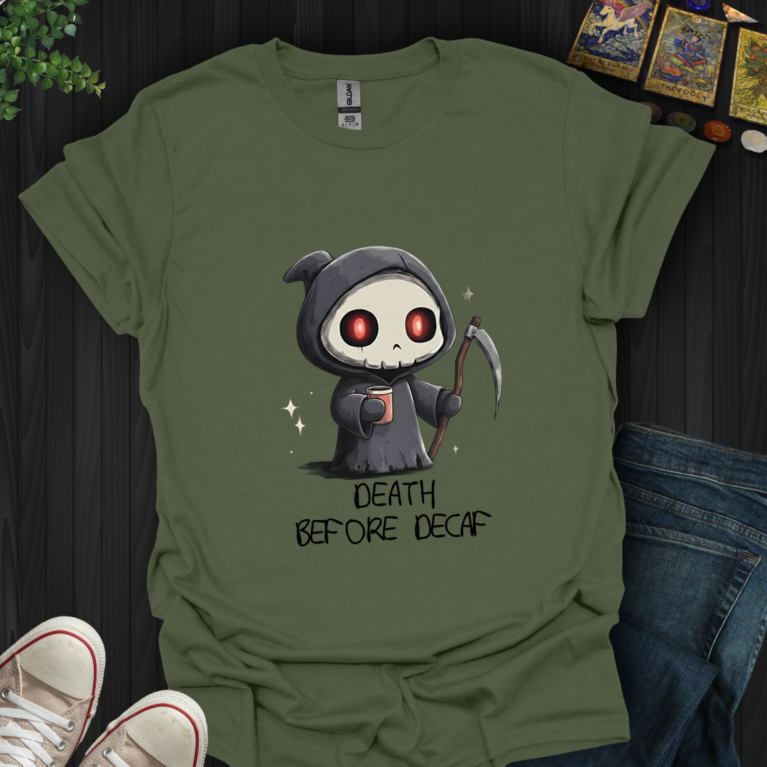 Death Before Decaf T-Shirt New
