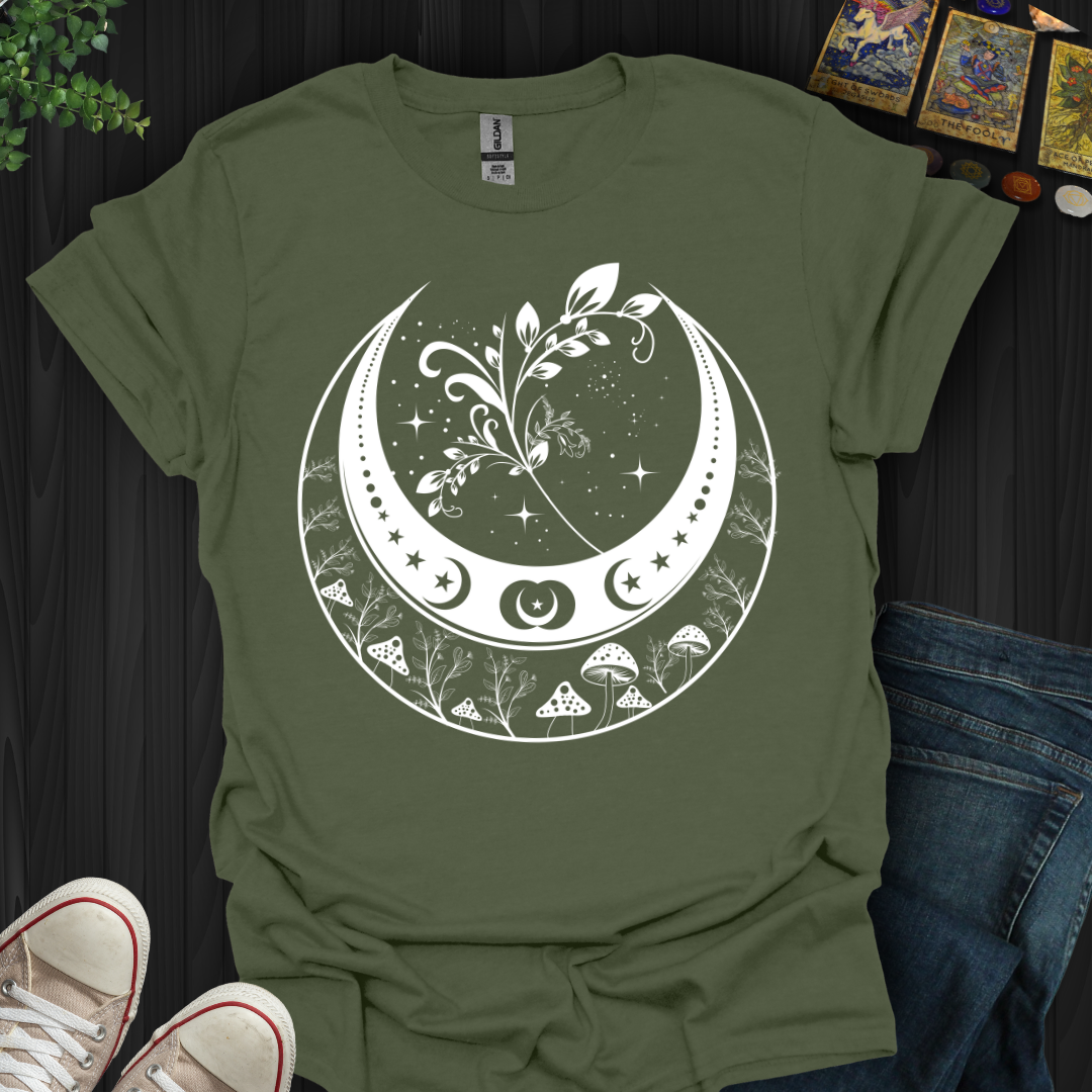 Celestial Moon and Mushroom T-Shirt