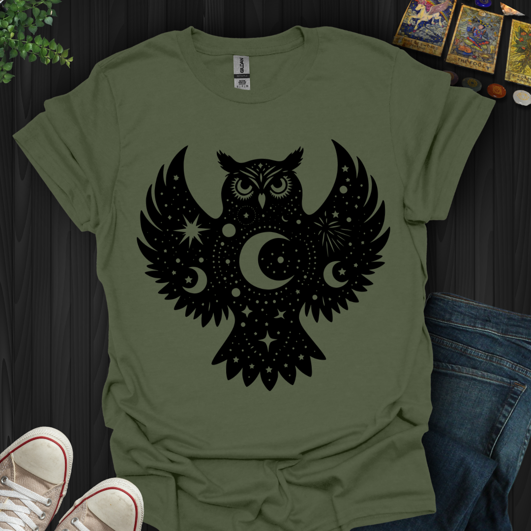 Celestial Owl Black T-Shirt