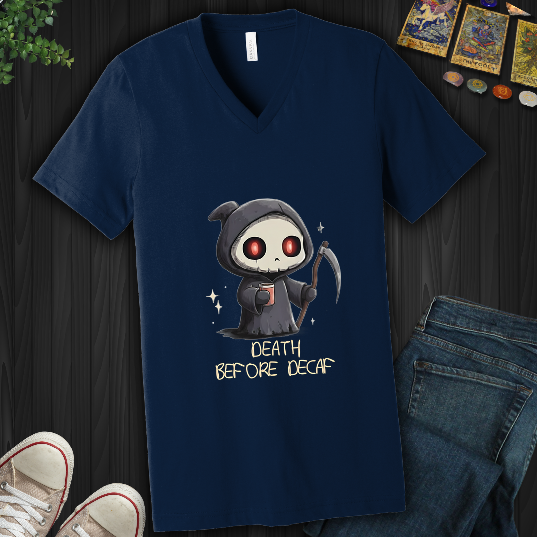 Death Before Decaf V-Neck Tee