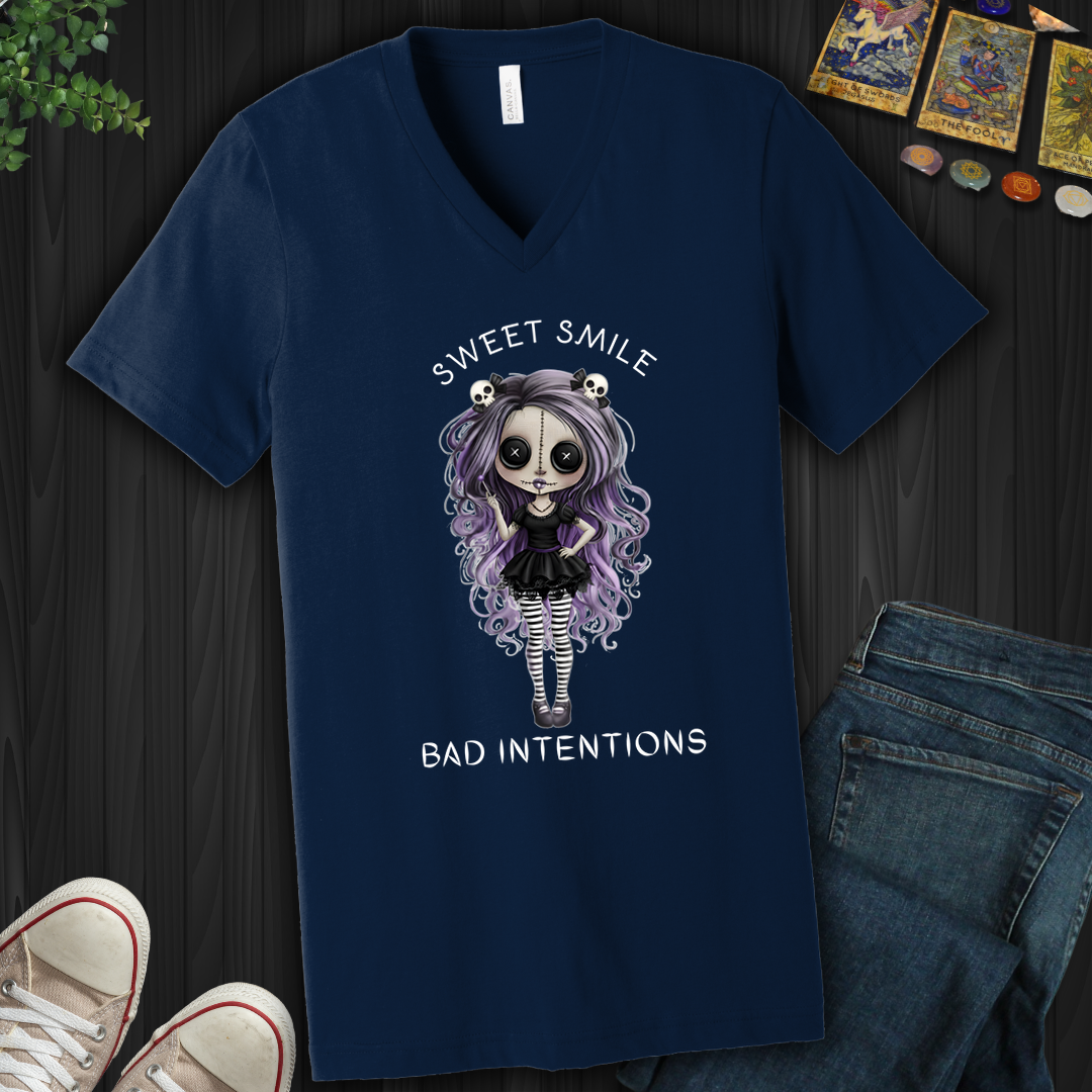 Sweet Smile, Bad Intentions V-Neck Tee