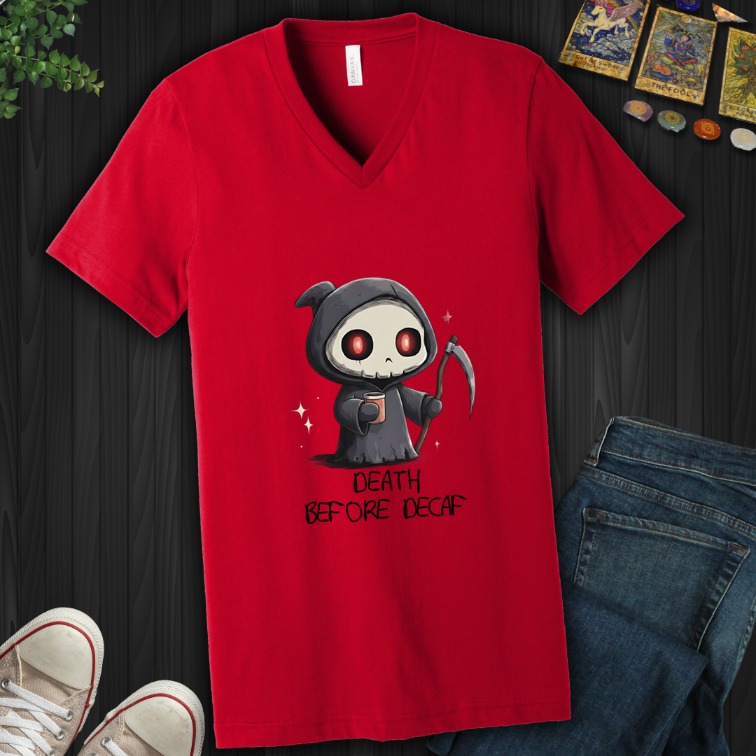 Death Before Decaf V-Neck Tee