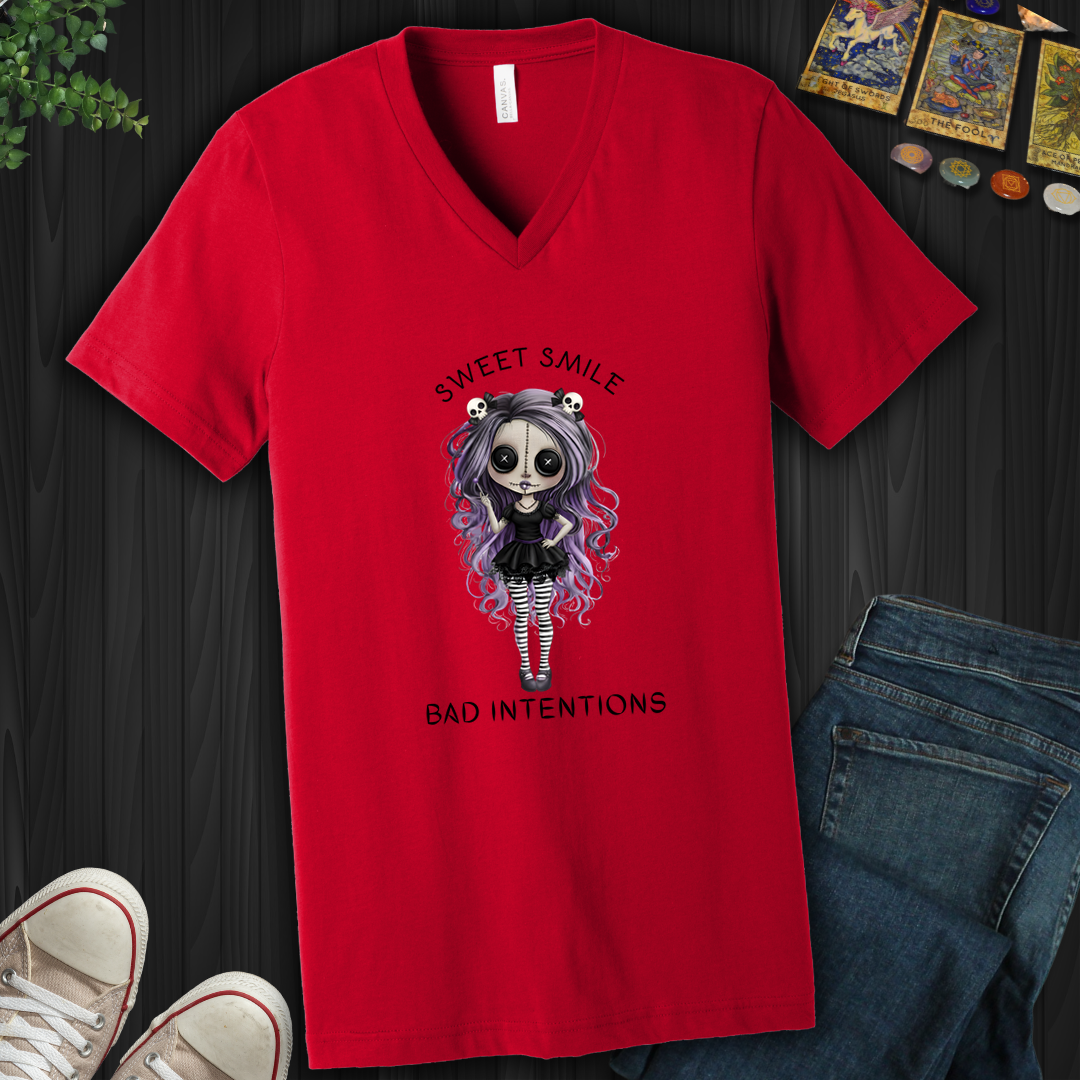 Sweet Smile, Bad Intentions V-Neck Tee