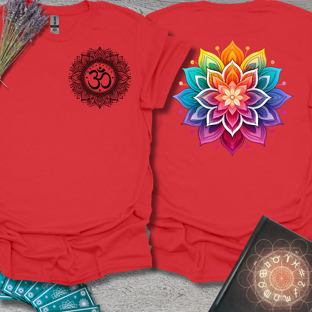 Rainbow Mandala Lotus Front and Back T-Shirt