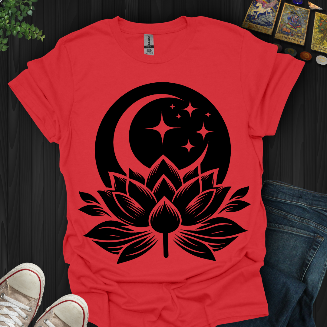 Blossoming Lotus Under the Moon and Stars T-Shirt
