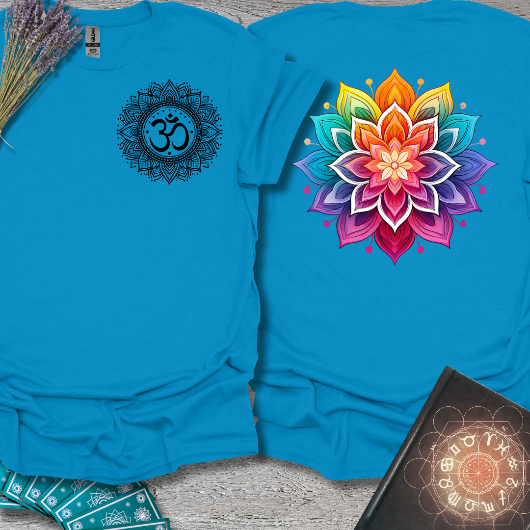Rainbow Mandala Lotus Front and Back T-Shirt