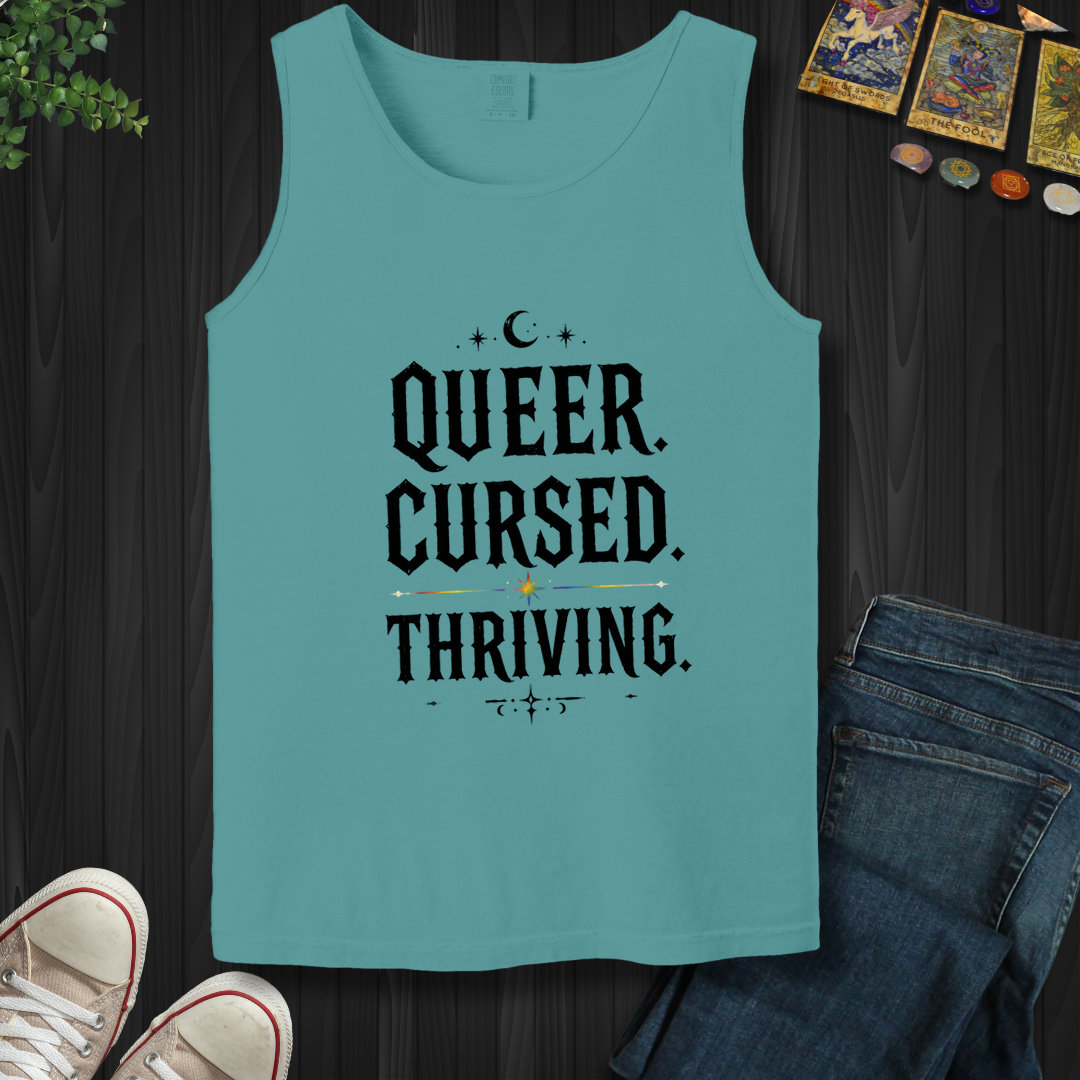 Queer,Cursed,Thriving- Tank Top