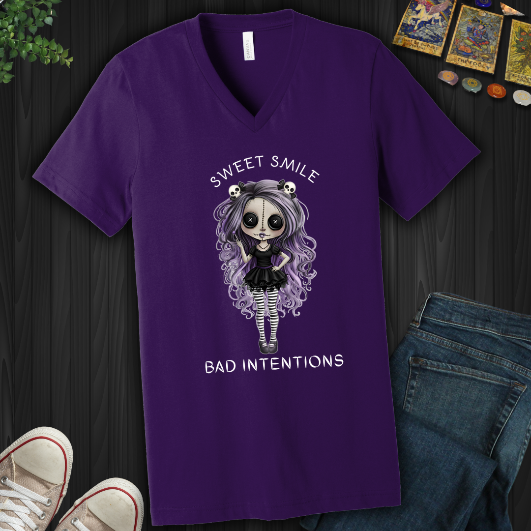 Sweet Smile, Bad Intentions V-Neck Tee