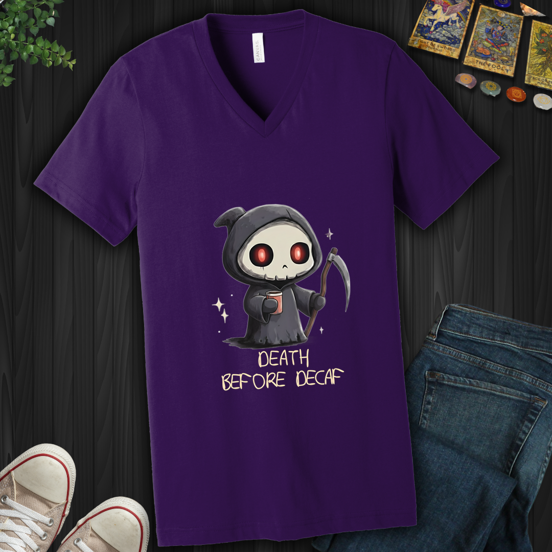 Death Before Decaf V-Neck Tee