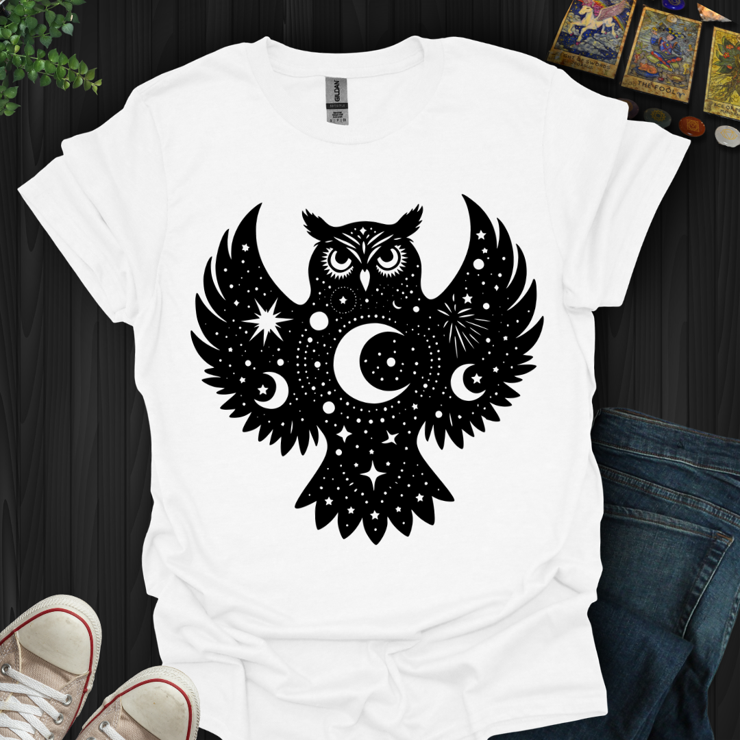 Celestial Owl Black T-Shirt