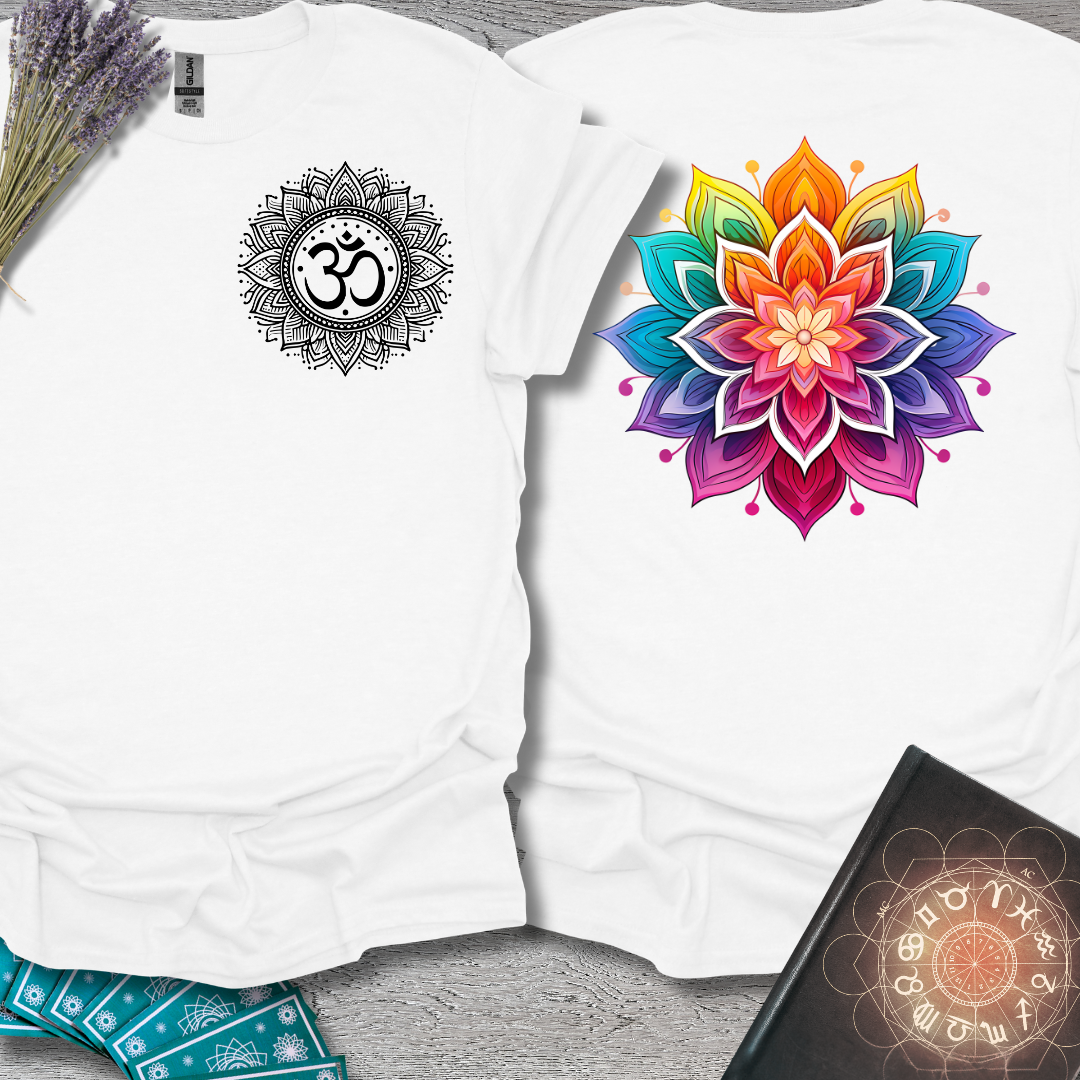 Rainbow Mandala Lotus Front and Back T-Shirt